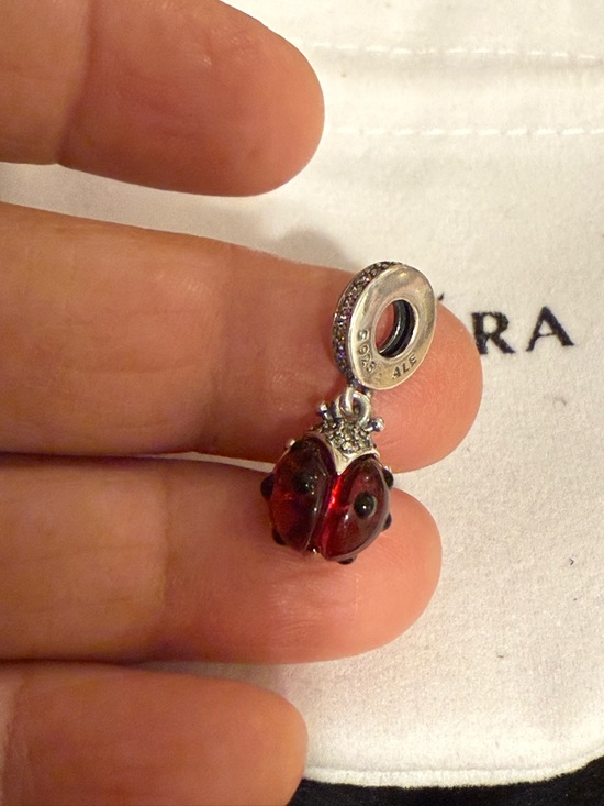 Pandora Jewelry - Sterling Silver Red Ladybug Charm Pendant